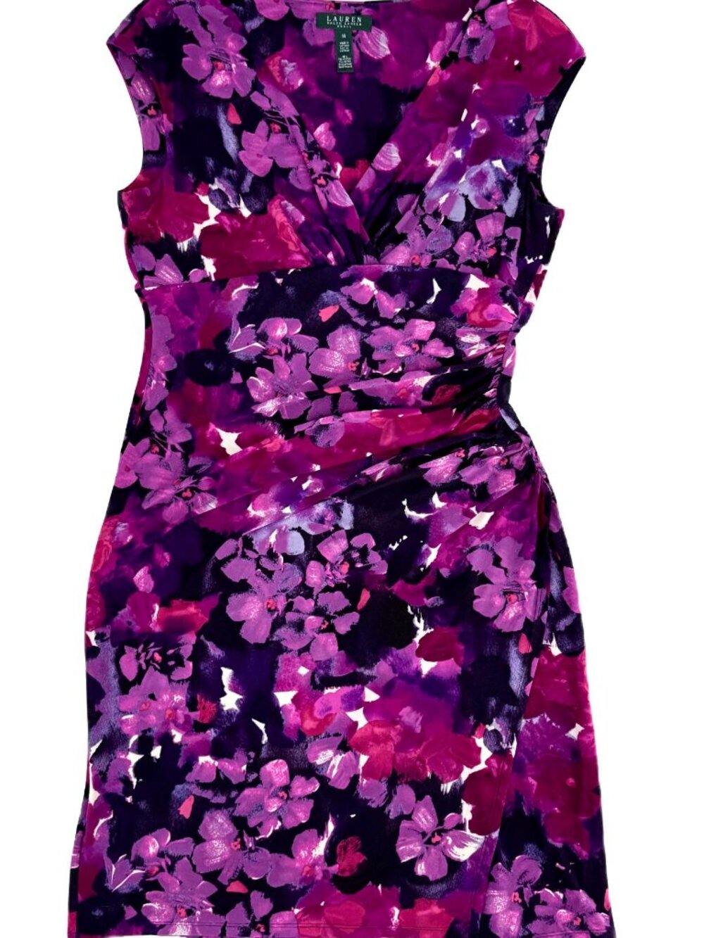 Lauren Ralph Lauren Elegant Faux Wrap Floral Dress Size 14